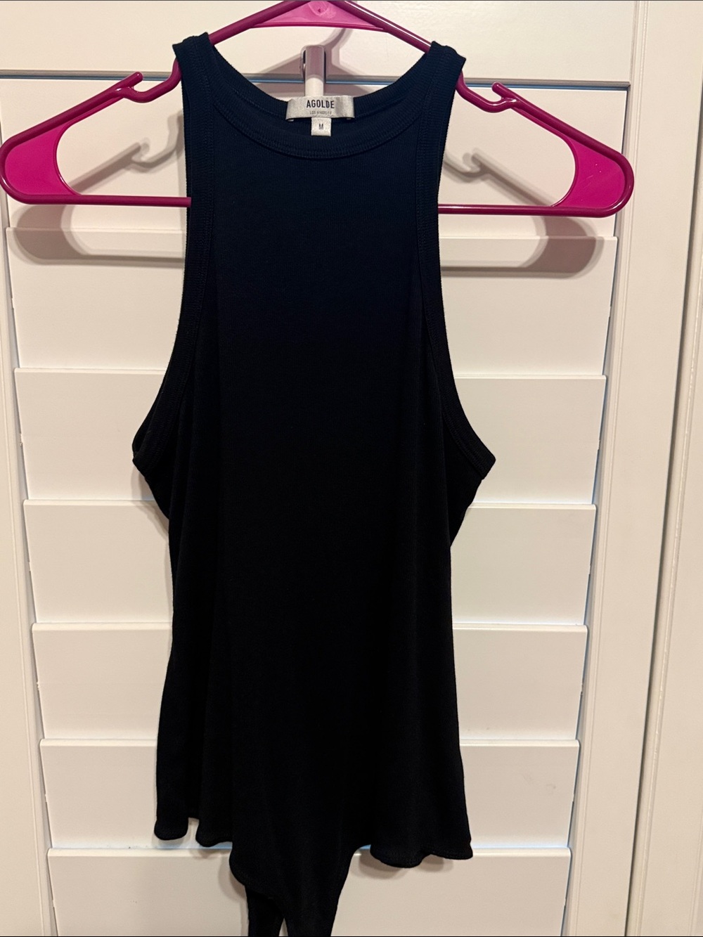 Agolde Black Ribbed High-Neck Bodysuit